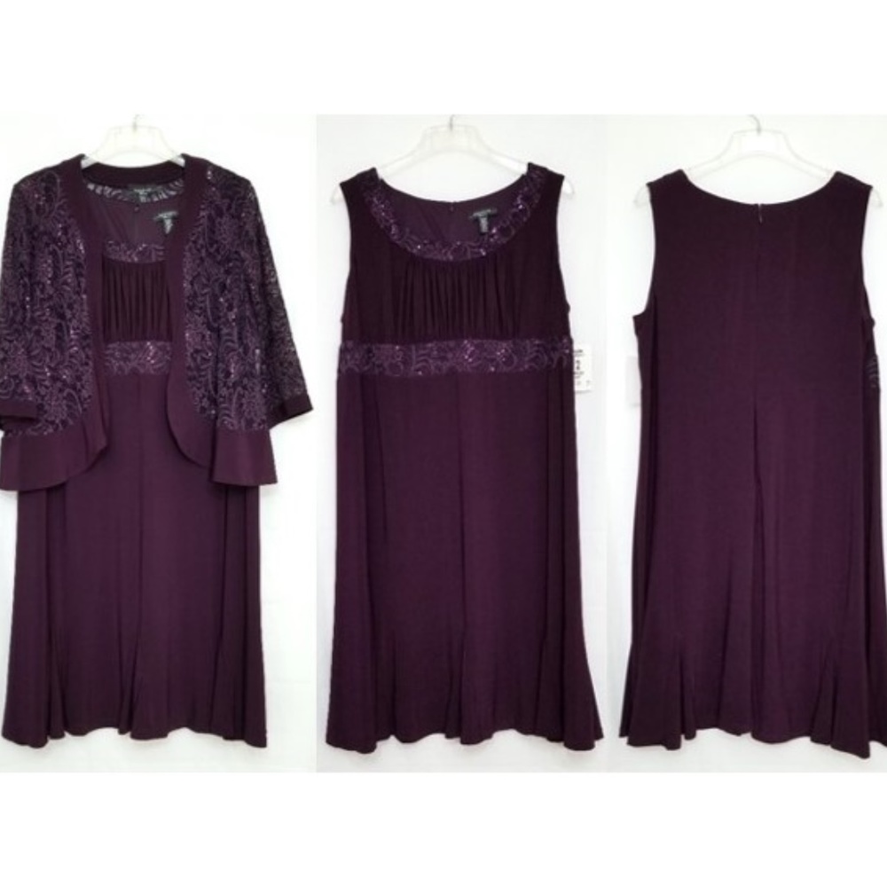 R & M Richards Dress & Sequined Lace Jacket - Picture 2 of 5